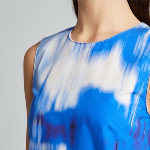 NWT Carolina Herrera Sleeveless Shift Dress Blue Abstract Size 4 - Picture 3 of 11